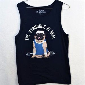 The Struggle Is Real Black Graphic Pug Tank Top